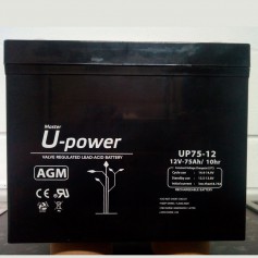 Batería solar plomo AGM 12v 75ah Upower UP75-12